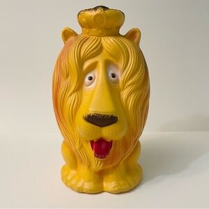 Vintage 70s Blow Mold Lion Piggy Bank King Crown Made By Reliable In Canada